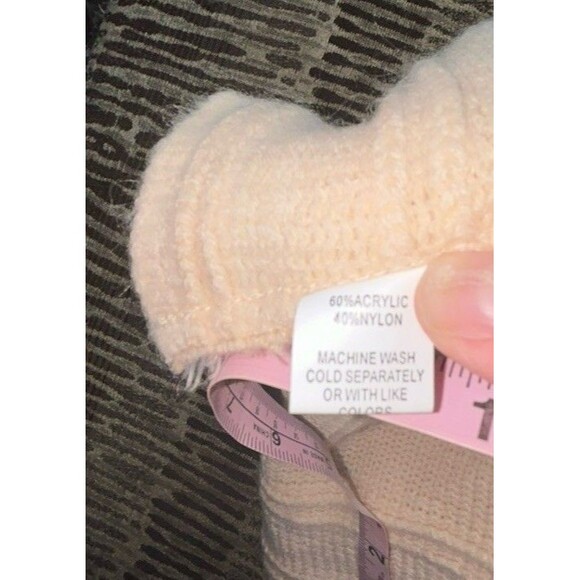 Jon & Anna Poncho Sweater Womens One Size Open Knit Fringed Grunge Pink Faux Fur - Picture 3 of 4